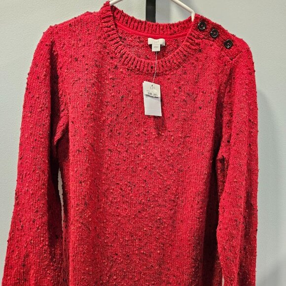 J. Jill Women's Large Buttoned Shoulder Pullover Sweater Red NEW with Tags - Picture 1 of 14